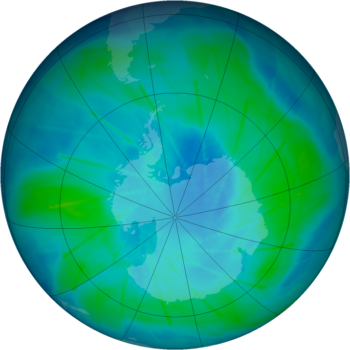 Antarctic ozone map for 18 February 2010